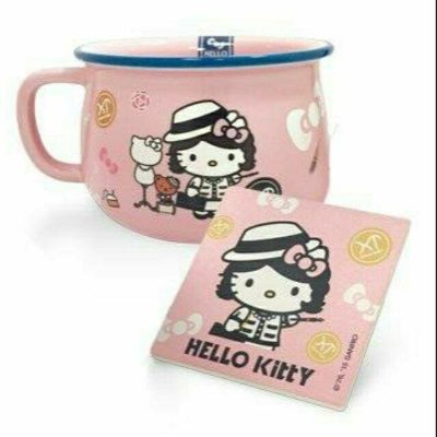 【7-11】全新Hello Kitty經典偶像變裝系列法國時尚風仿琺瑯造型超大容量杯碗組（附杯墊）