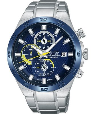 ALBA ACTIVE 三眼計時腕錶(AM3339X1)-藍/44mm VD57-X080B