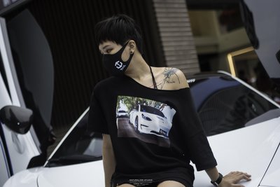 TWL台灣碳纖 特斯拉TESLA Model3 限定限量 獨家反光設計 潮流落肩 男女T-shirt 100%純棉 黑色