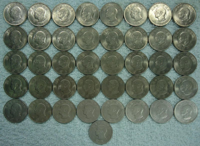 (211)台幣~55年蔣公八秩華誕1元紀念幣.品相混合.共41枚
