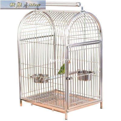 鸚鵡鳥鳥籠精美不銹鋼外出手提籠 中大型鸚鵡外帶籠/便攜遛鳥洗澡 -促銷