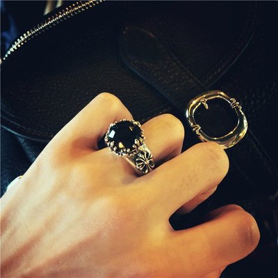 輕奢首飾~蓮魚山 SCROLL BAND 中世紀存在感魅惑の切面黑曜石 925純銀戒指