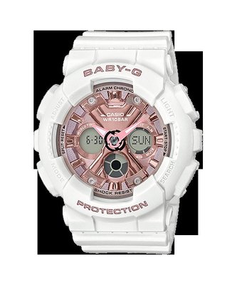 【金台鐘錶】CASIO 卡西歐 BABY-G 時尚風格 (白和粉紅為基礎) BA-130-7A1