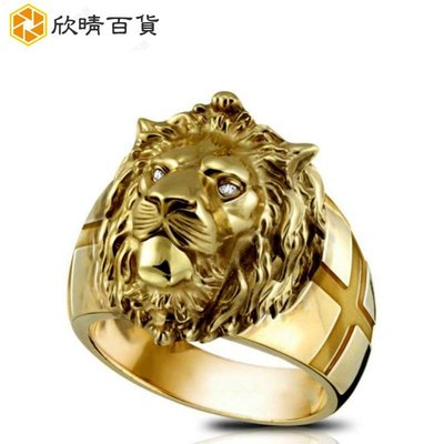 【廠家】日韓戒指指環飾品❤金色獅子頭時尚戒指指環 上新霸氣風指環-欣晴百貨