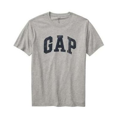 美國百分百【全新真品】GAP T恤 T-SHIRT 短袖 上衣 經典LOGO 圓領 灰色 男 XS S M號 H916