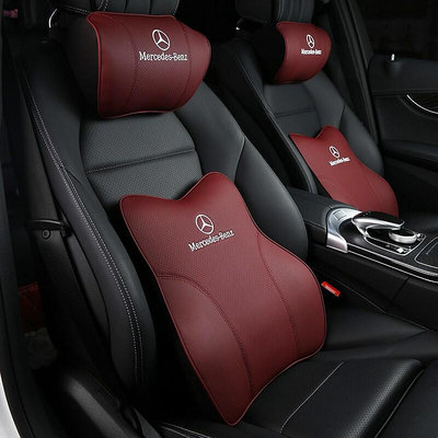 適用於 賓士頭枕 真皮記憶棉頭枕 Benz GLC GLE  Lexus  車用靠枕 汽車頭枕 腰靠 護頸枕 車用靠B9