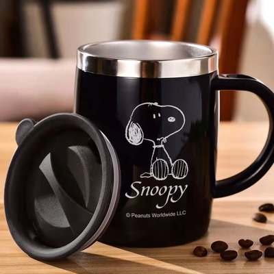 新店促銷史努比snoopy304不鏽鋼保溫馬克杯創意泡茶咖啡杯帶蓋辦公杯 滿599免運
