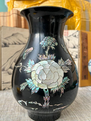 日本回流銅花瓶花瓶，回流銅七寶鑲嵌螺鈿花鳥圖案銅器花