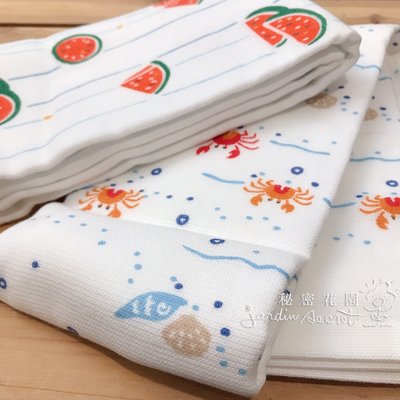 棉紗毛巾--日本製小原株式會社100%純棉紗細緻毛巾/運動毛巾-34*90cm(西瓜/螃蟹)--秘密花園