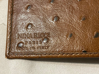 fyfy名牌精品義大利製NINA RICCI高檔鴕鳥皮雙色中性款長夾259 1元起標