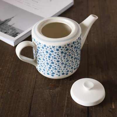 “正品”W2162出口日本陶瓷Afternoon tea 藍色楓葉茶壺/日式花語水壺