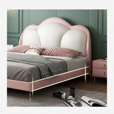 特賣- 美式兒童床女孩公主床粉色云朵床1.2米次臥1.5米單人床軟包床 中大號尺寸議價