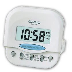 【神梭鐘錶】CASIO ALARM CLOCK 編號: PQ-30B 輕巧型超小旅行用可摺疊鬧鐘 白藍黑銀