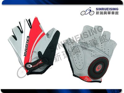 【阿伯的店】EXUSTAR E-CG130 自行車專用黏扣短指手套-紅x白x灰 #YE1107