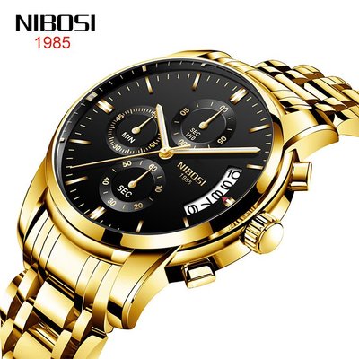 熱賣爆款手表 nibosi商務男士手表 多功能六針石英表批發
