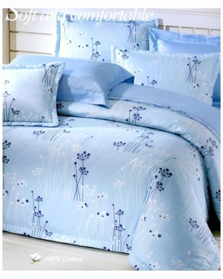 加大雙人涼被床包組100%精梳棉-綴影芙蘭-台灣製 Homian 賀眠寢飾