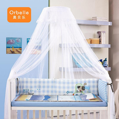 嬰兒床蚊帳全罩式通用帶支架桿免打孔蚊帳罩新生寶寶公主風防蚊罩