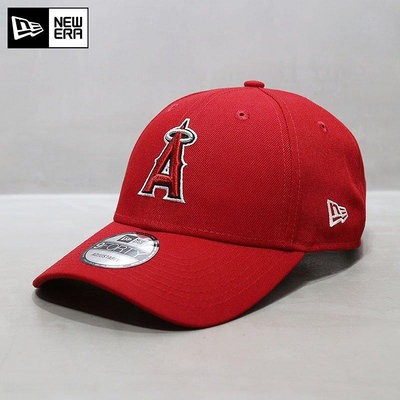 熱款直購#NewEra帽子韓國代購MLB棒球帽A字母硬頂洛杉磯天使隊紅色鴨舌帽潮