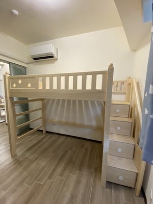雙層床 兒童床 兒童家具 多功能家具 芬蘭松實木床 【梯櫃架高床】基本款
