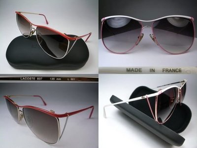 信義計劃眼鏡 Lacoste 太陽眼鏡 法國製 粉紅白色鏤空 復古眼鏡 超越 雷朋湯姆福特 克羅伊