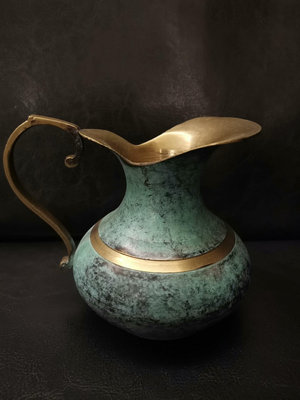 國外回流中古銅工藝品 印度產 黃銅壺 奶壺 咖啡壺