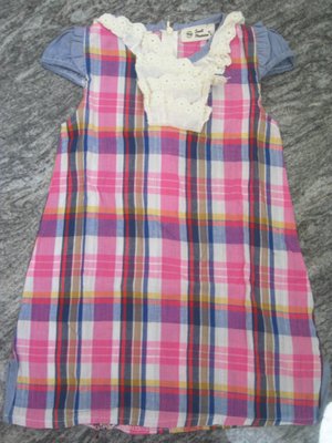 【堆堆樂】╭☆近全新++童裝--女童寶寶100%棉small可愛格紋連衣裙 連身裙 拉鍊小洋裝-9號