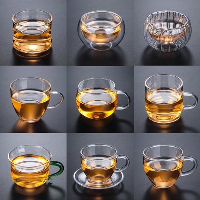 【熱賣精選】耐熱玻璃茶杯小杯子帶把加厚品茗杯家用雙層杯茶碗主人杯功夫茶具