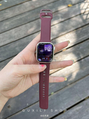 A適用apple wat百年老店ch76夏天硅膠錶帶純色透氣運動型蘋果iwatch5se男女