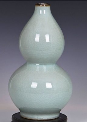 日式 陶瓷質感青色葫蘆造型瓶 陶瓷綠色冰裂花瓶陶藝品手工陶瓷瓶 簡約典雅插花花器擺飾陶瓷花瓶禮物居家裝飾瓶