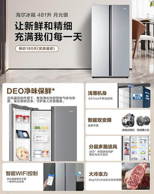 冰箱【23年新品】海爾電冰箱481升對開門家用大容量雙門變頻風冷無霜