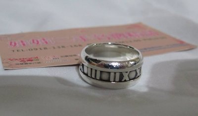 ♥♥娃娃二手名牌精品♥♥ TIFFANY-羅馬數字 寬版 戒指 ~特價3800