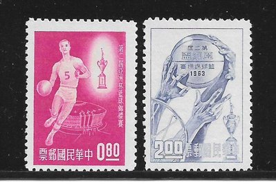 127【紀88】52年『亞洲盃籃球錦標賽紀念郵票』無膠發行 原票上品  2全