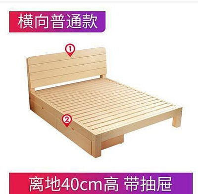 現貨：實木床1.5米松木雙人經濟型現代簡約1.8m出租房簡易單人床1.2床架