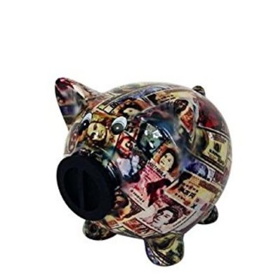 日本進口  限量品 好品質鈔票紙鈔日幣圖案財源滾滾存存錢筒罐子小豬豬PIG擺件裝飾品開業開店送禮禮物 6435c