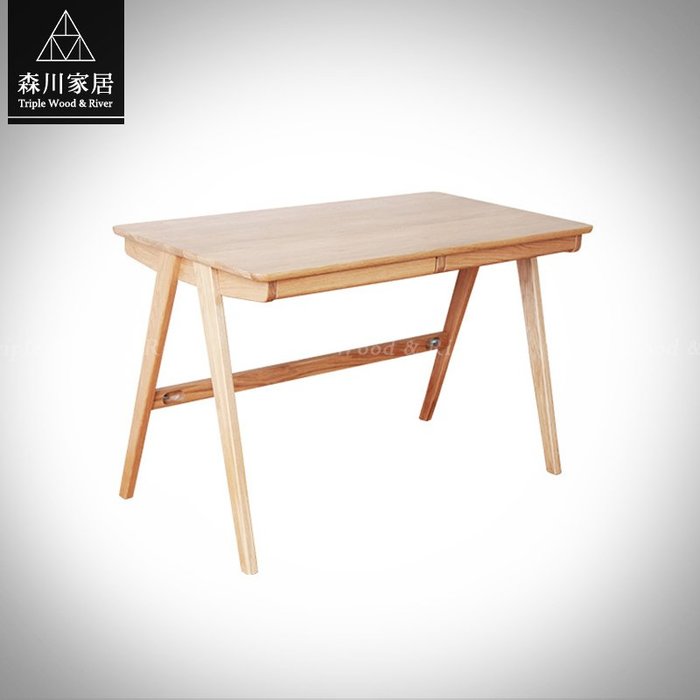 《森川家居》NST-39ST01-北歐白橡木原木雙抽書桌(100cm款) 辦公桌實木/收納設計/民宿品東西IKEA