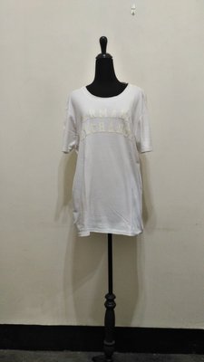 九成新 ~ A/X ARMANI EXCHANGE 100% COTTON 白色 LOGO 短袖 T恤~ L ~