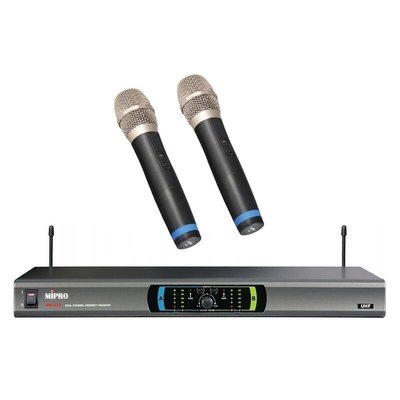 可議價 MIPRO MR-823 無線麥克風組 附2支手持式麥克風 雙頻道自動選頻接收機 UHF超高頻