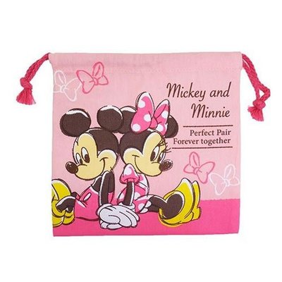 含稅 日本正版 米奇 米妮 Mickey 帆布 束口袋 收納袋 抽繩束口袋 迪士尼 Disney【047130】