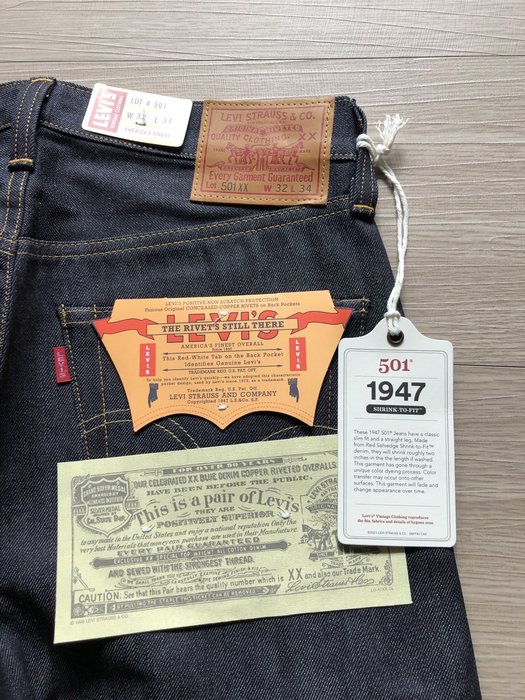 全新現貨Levi's Vintage Clothing LVC 1947 501XX 原色Rigid 日本製W32