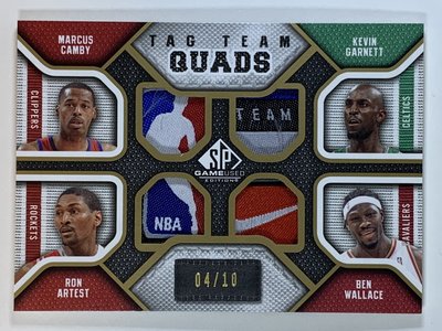 2009-10 SP Game Used Tag Garnett Camby Artest Wallace /10 (D