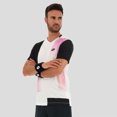 LOTTO 專業網球T-SHIRT 絕佳吸濕排汗 法國網球公開賽選手指定 男 白紫LT2154461CY