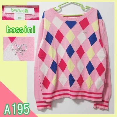 寶貝屋【直購100元 】專櫃品:bossini粉紅色學院風長袖毛衣-A195(女童)