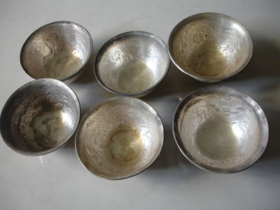 台灣本土手工雕龍鳳純銀杯  傳統型式