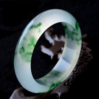 天然綠色冰種飄花手鐲 白綠玉鐲 女款精品玉石手環（滿599元免運）