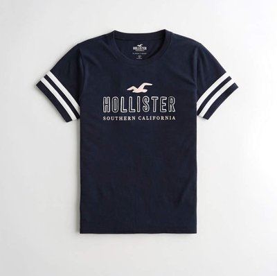 HCO Hollister 海鷗 車繡 logo 短袖 短T 女生 藍色