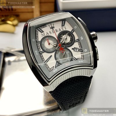 MASERATI手錶,編號R8871605004,42mm, 48mm銀錶殼,深黑色錶帶款