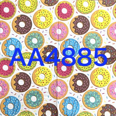 波弟彩繪拼貼/蝶古巴特餐巾紙/AA4885彩色甜甜圈全圖/33X33CM 一張10元