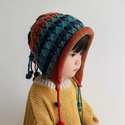 親子兒童帽子秋冬款新款寶寶毛線帽女童針織帽男孩護耳帽冬季