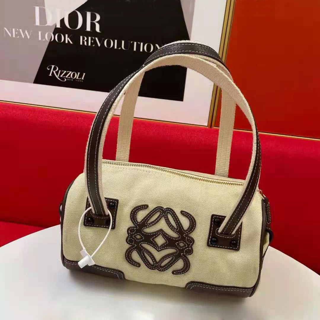 羅威Loewe vintage 中古款波士頓手提包枕頭包帆布手袋女包媽媽包手拎包