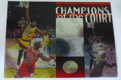 ~Magic Johnson/Rodman小蟲同框~名人堂/魔術強森 1996年SP.底片設計.塑膠特殊卡